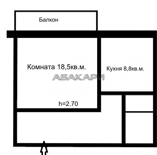 1-комнатная улица Водопьянова, 13  за 15000 руб/мес фото 1