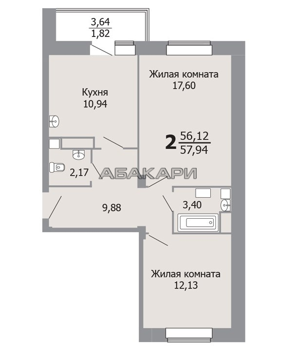 2-комнатная Судостроительная улица, 25Г  за 15000 руб/мес фото 3