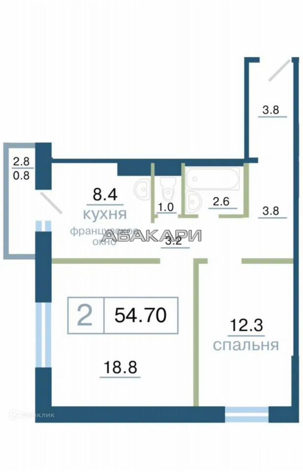 2-комнатная улица Дубровинского, 110Б  за 39000 руб/мес фото 10