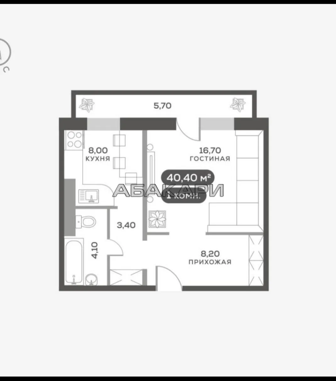 1-комнатная Вербная улица, 3  за 45000 руб/мес фото 15