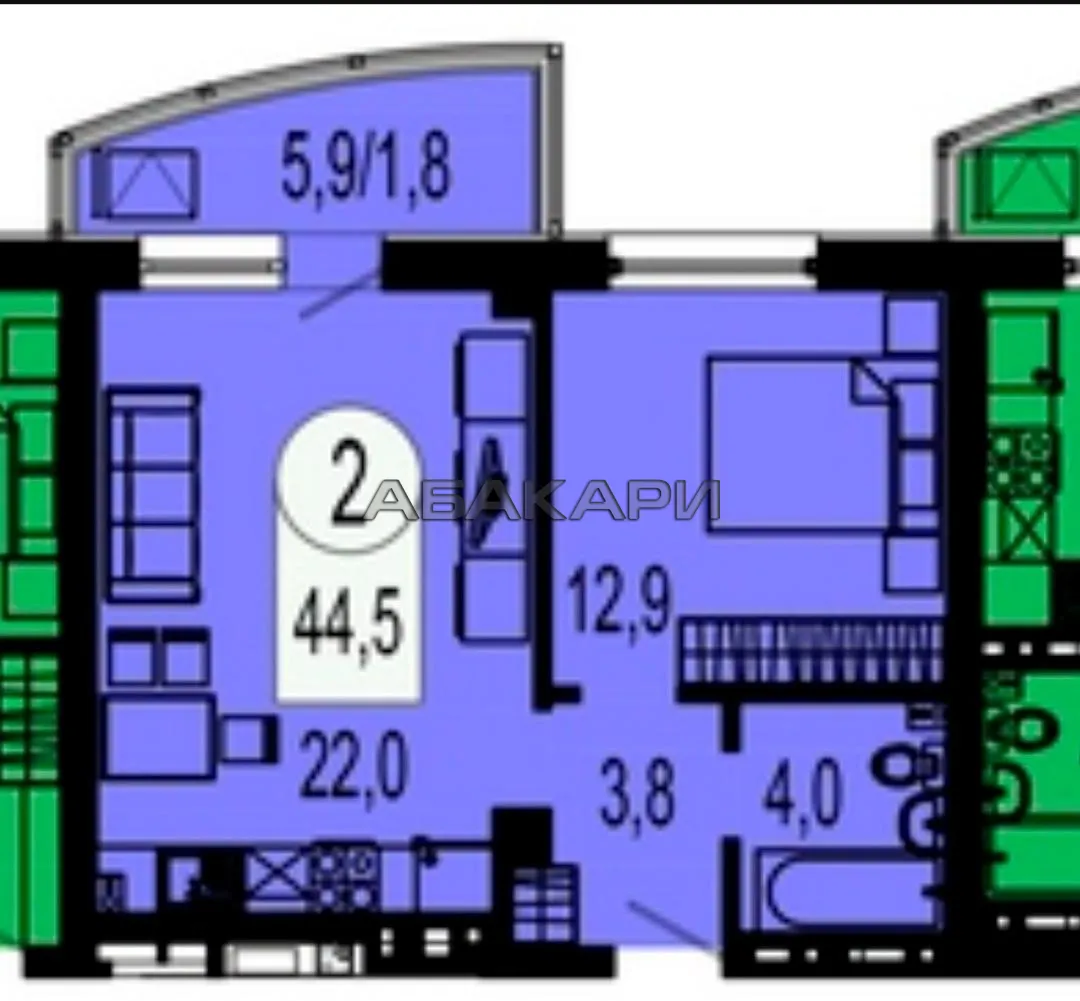 2-комнатная Ярыгинская набережная, 5  за 30000 руб/мес фото 10
