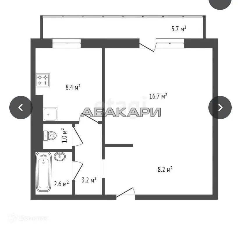 1-комнатная улица Спандаряна, 1Б  за 35000 руб/мес фото 16