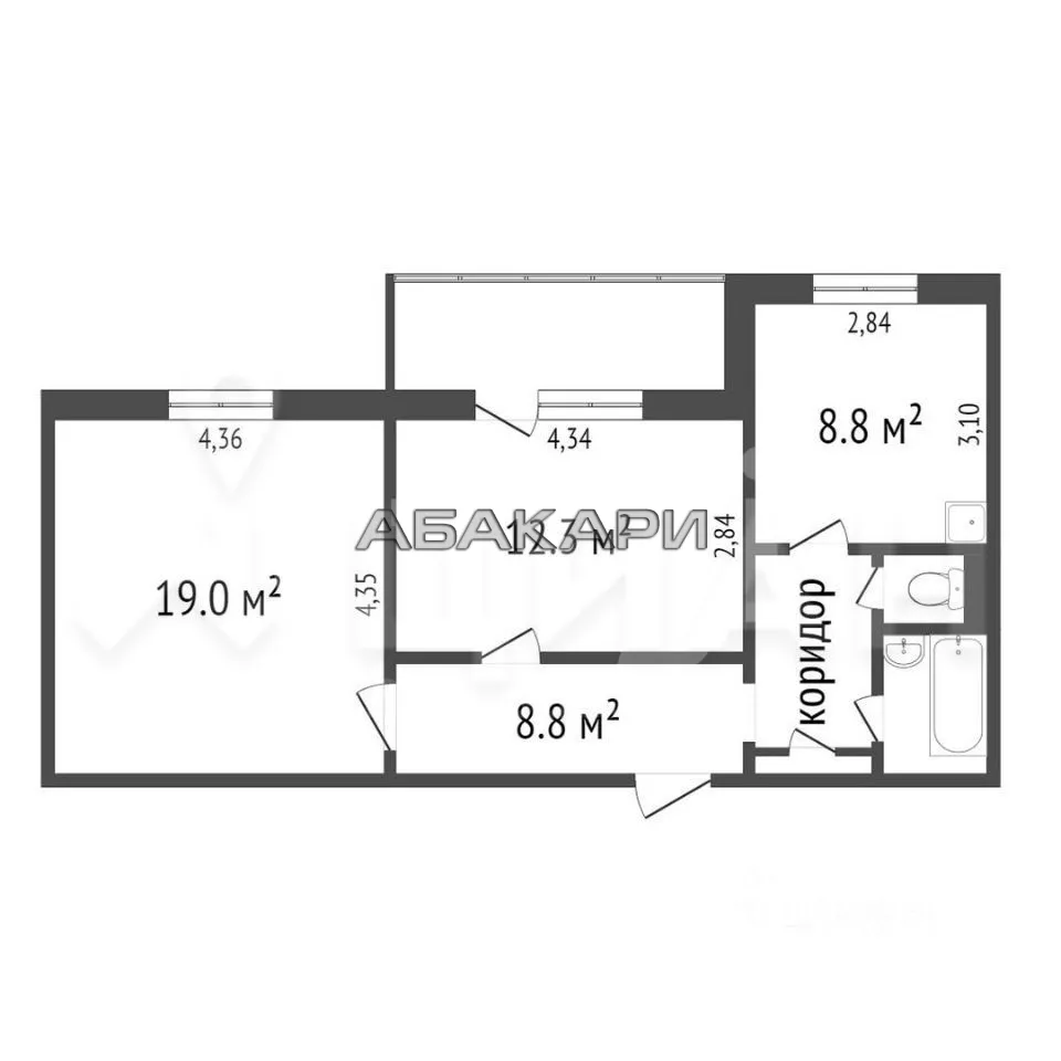 2-комнатная улица 3 Августа, 24  за 35000 руб/мес фото 8